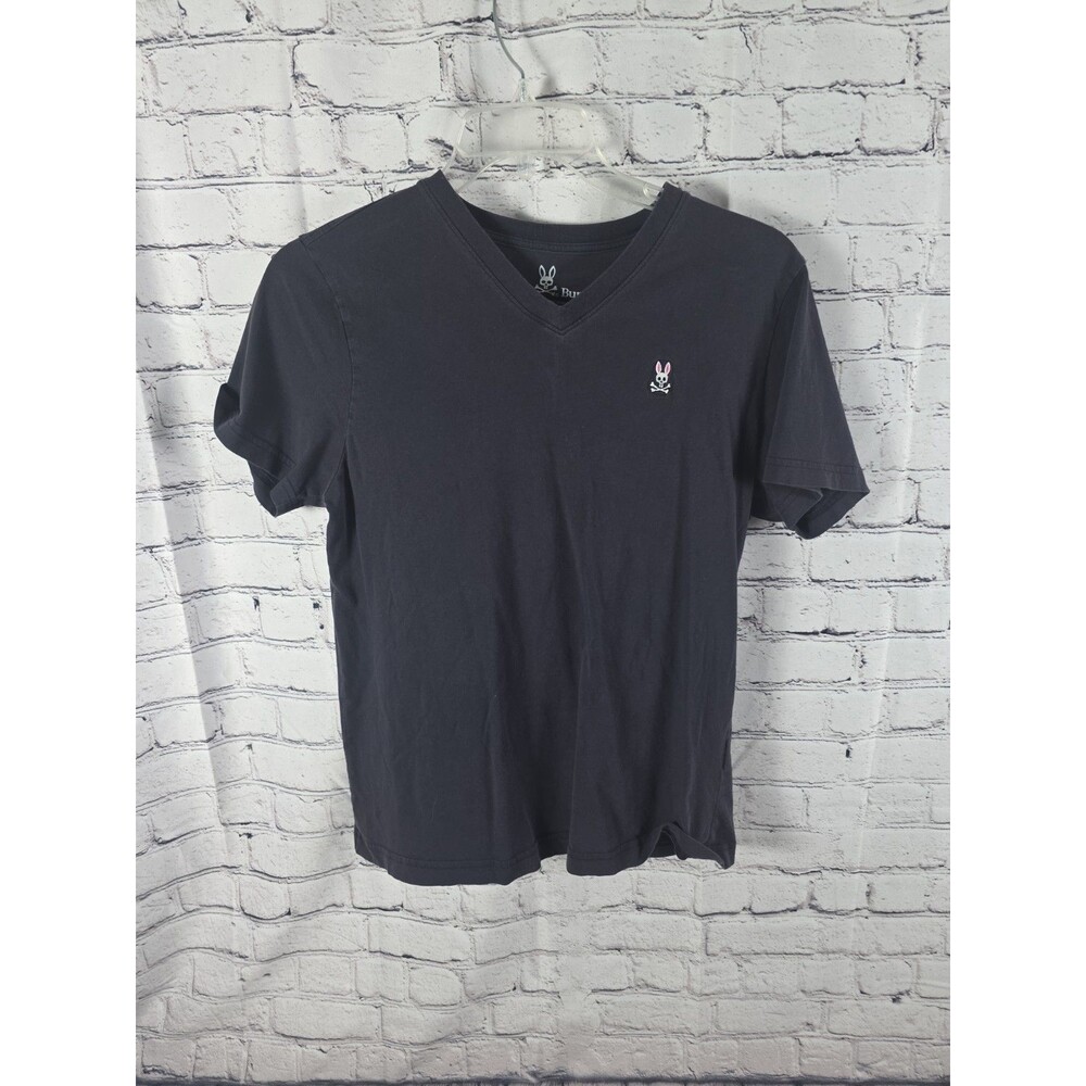 Psycho Bunny Men's Sz 4 Small Black V-Neck Short Sleeve T-Shirt